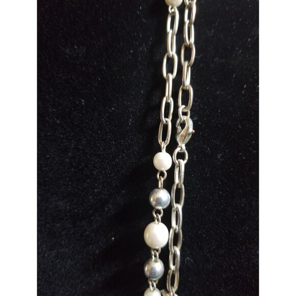 MCM  Women's Necklace Faux Pearl & Open Link Chain Double or Single Long BOHO - Picture 3 of 3